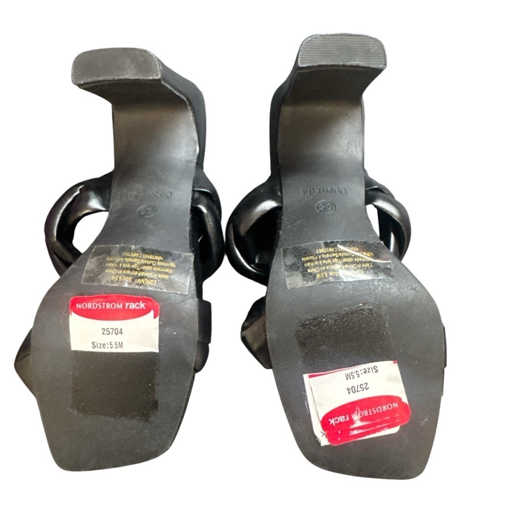 Open Edit NWT Women's Black Braided Strap Block Heel Sandals Size 5.5 - Picture 4 of 7